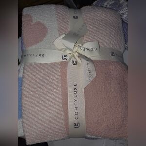 Pink and White Throw Blanket